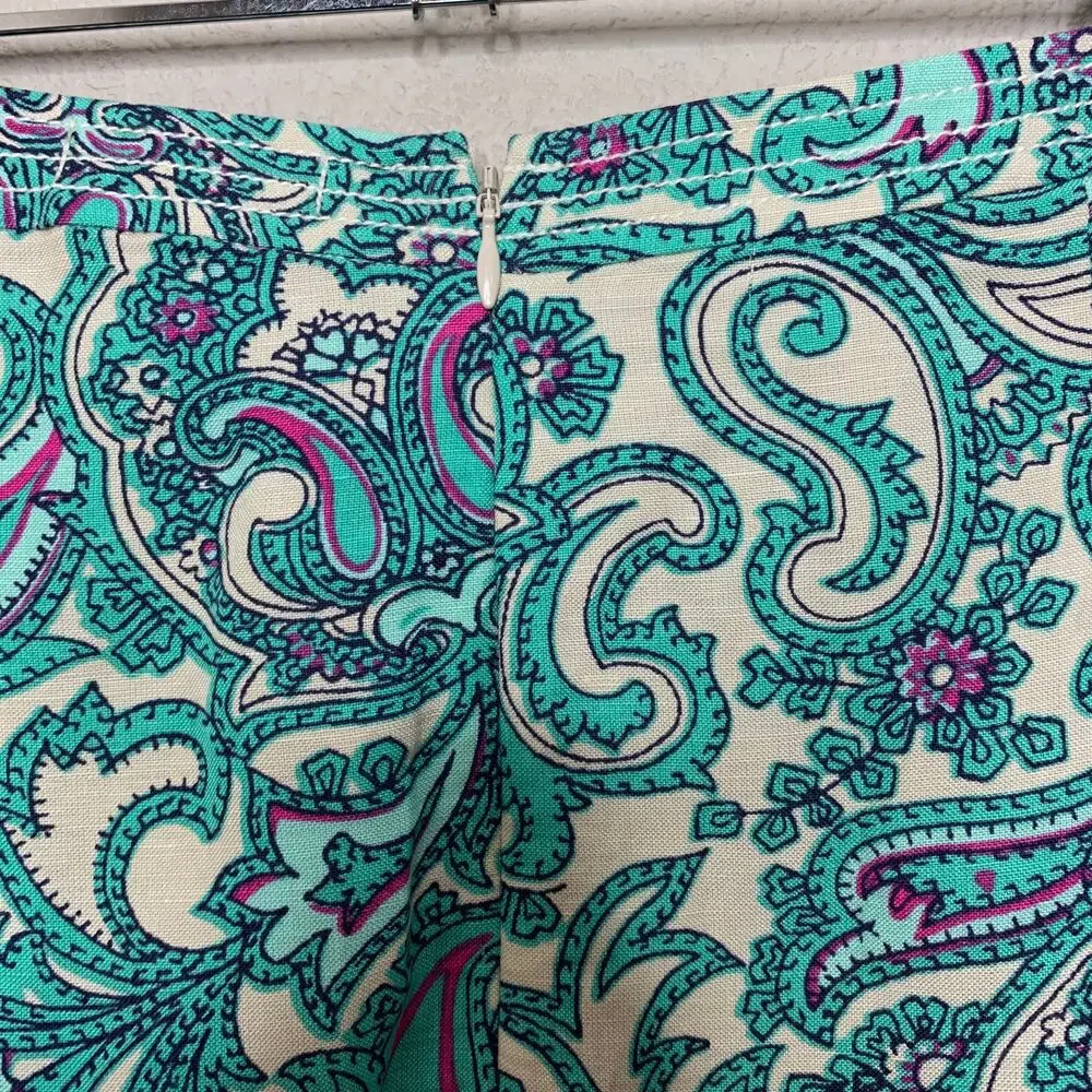 Loft Floral Paisley Print Linen‎ Blend Skirt Size 4 - Picture 6 of 8